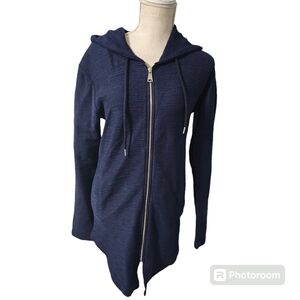 Leif Nelson Men's zipper front hoodie with 2 pockets Deep Navy Blue Size Medium